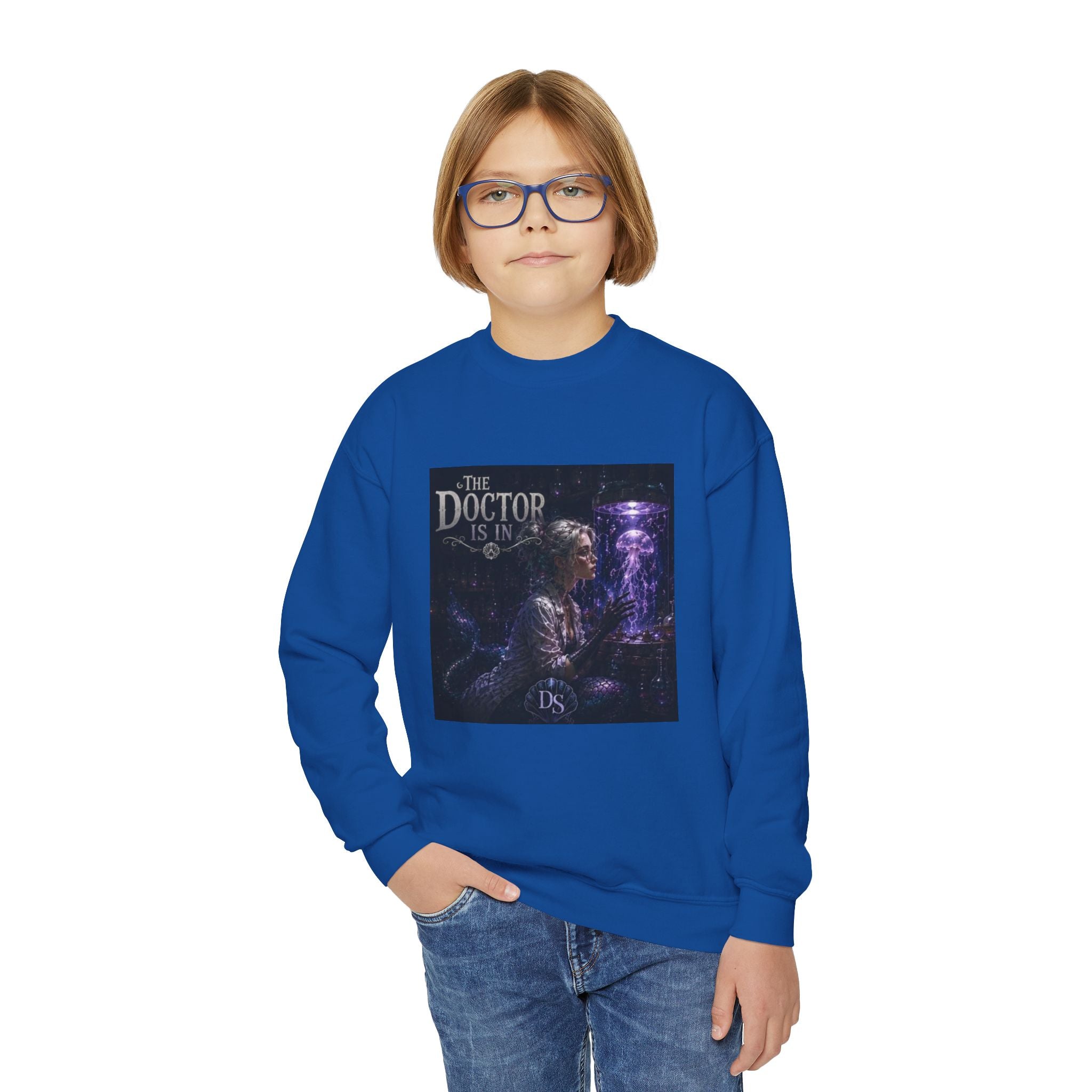 Doctor Is In Youth Crewneck Sweatshirt — Cosmic Astrology Graphic