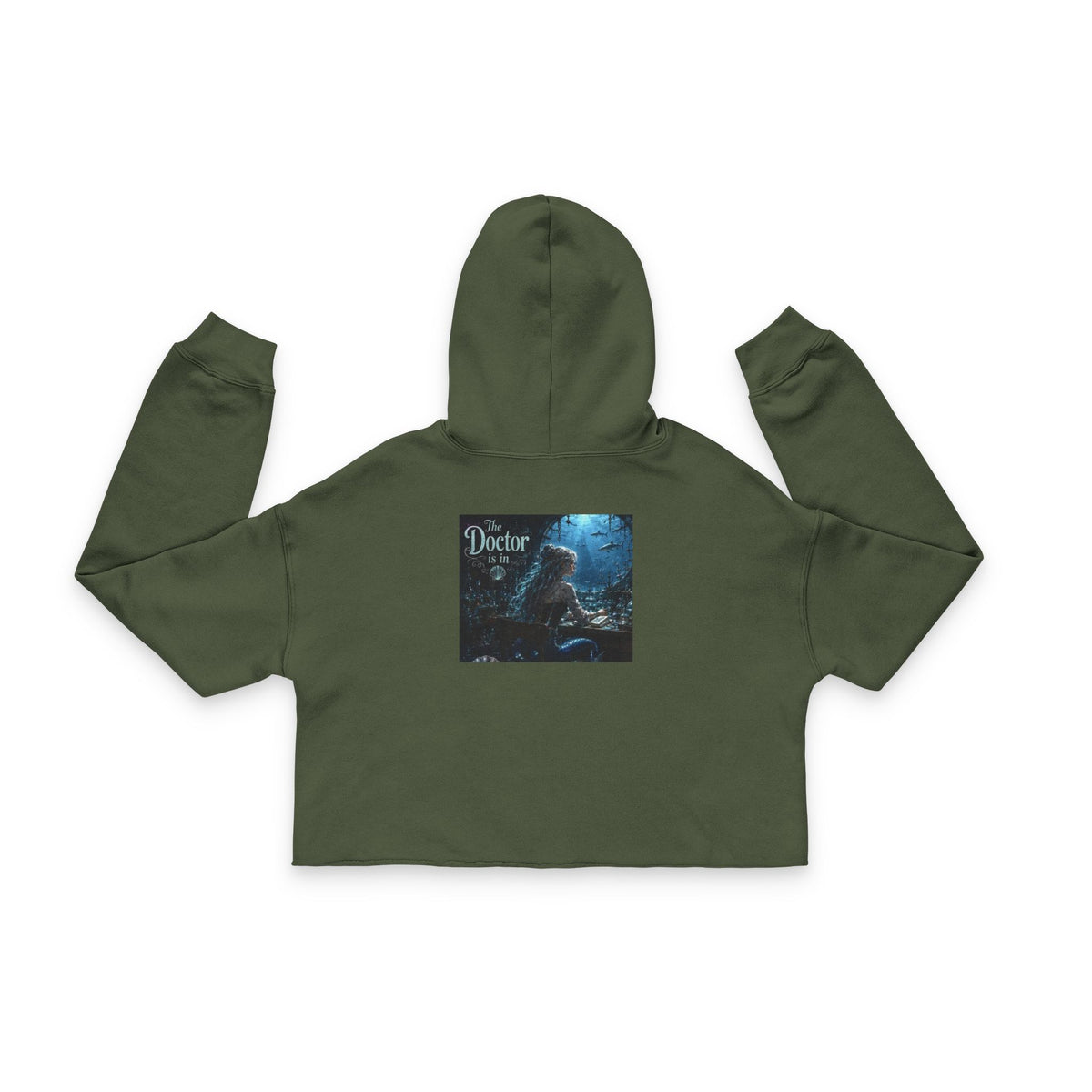 Cropped Hoodie - 'Doctor' Gothic Wolf Moon Graphic