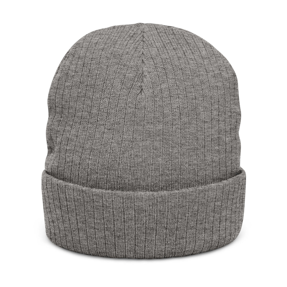 Embroidered Ribbed Knit Beanie – Gothic Wolf Patch Winter Hat