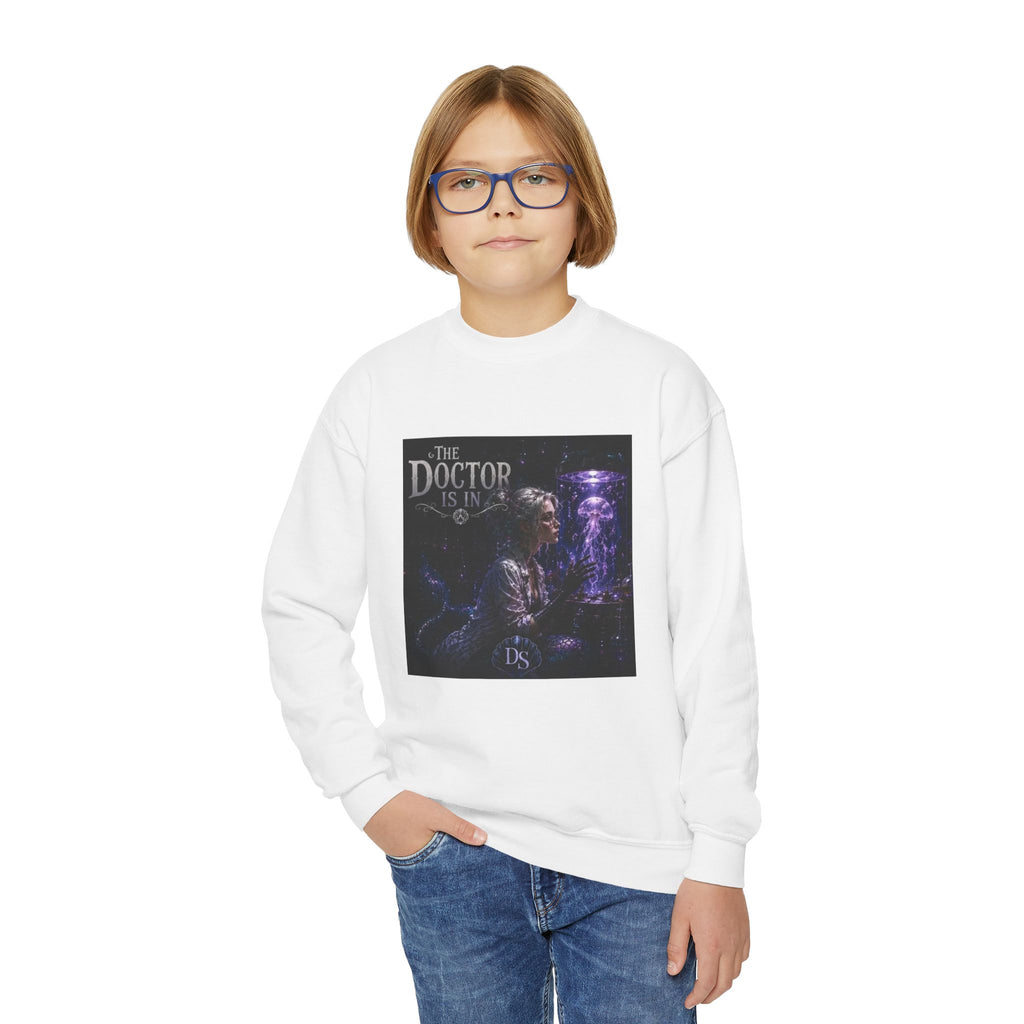 Doctor Is In Youth Crewneck Sweatshirt — Cosmic Astrology Graphic