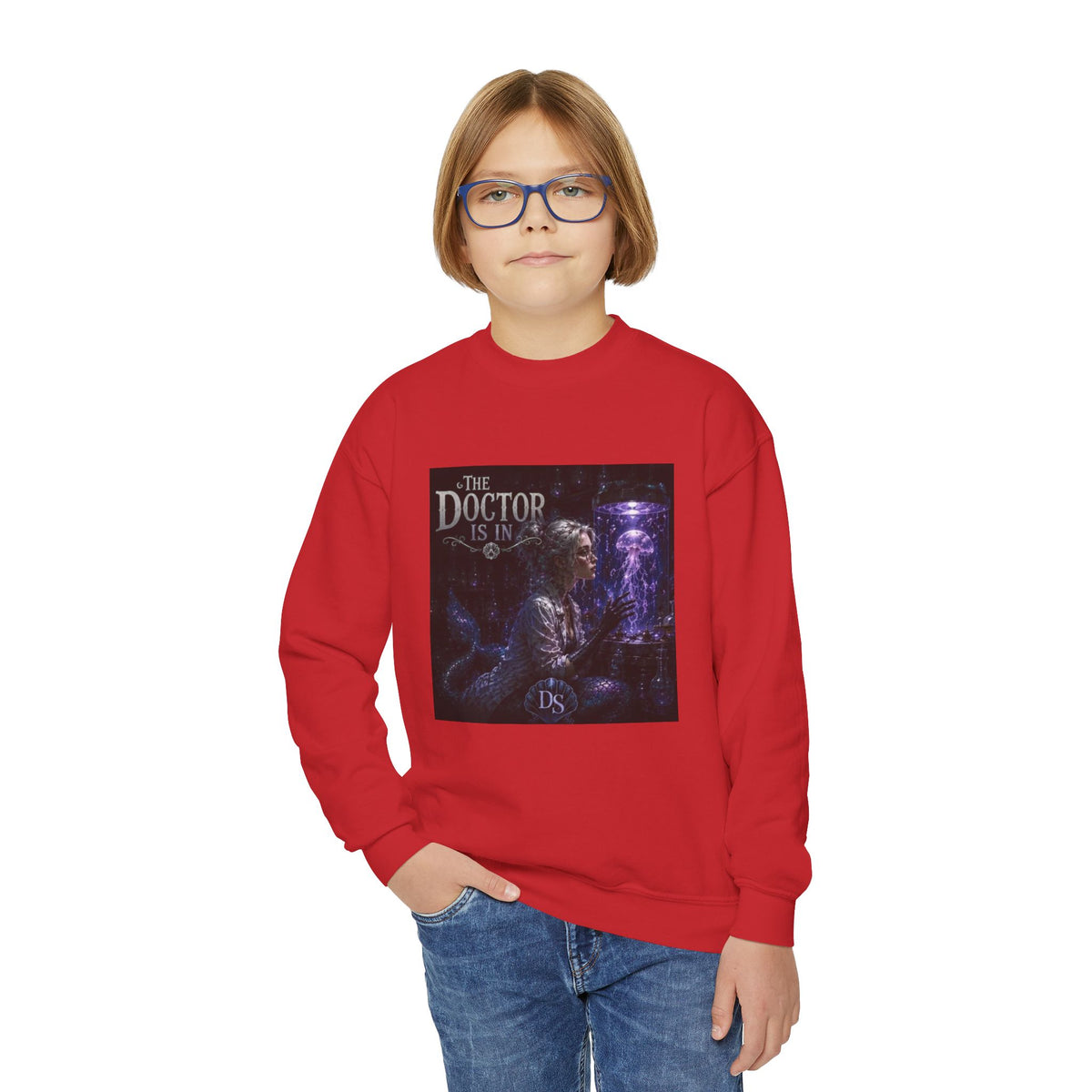 Doctor Is In Youth Crewneck Sweatshirt — Cosmic Astrology Graphic