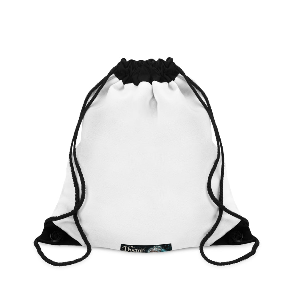 Drawstring Bag — Minimal White Gym Sack with Subtle Teal Accent