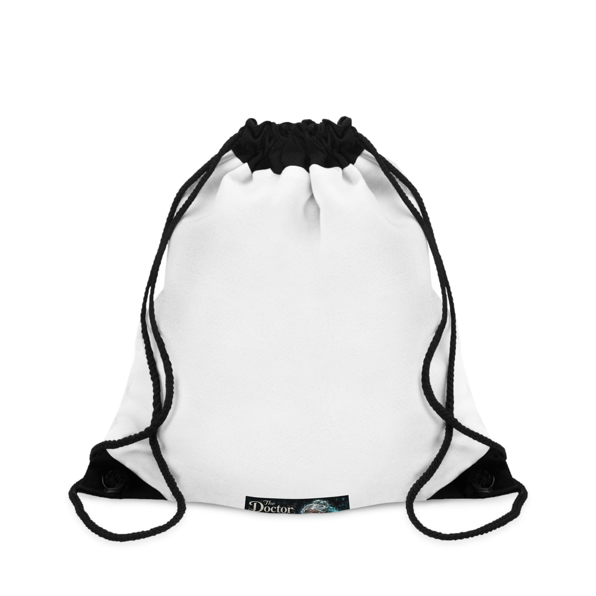 Drawstring Bag — Minimal White Gym Sack with Subtle Teal Accent