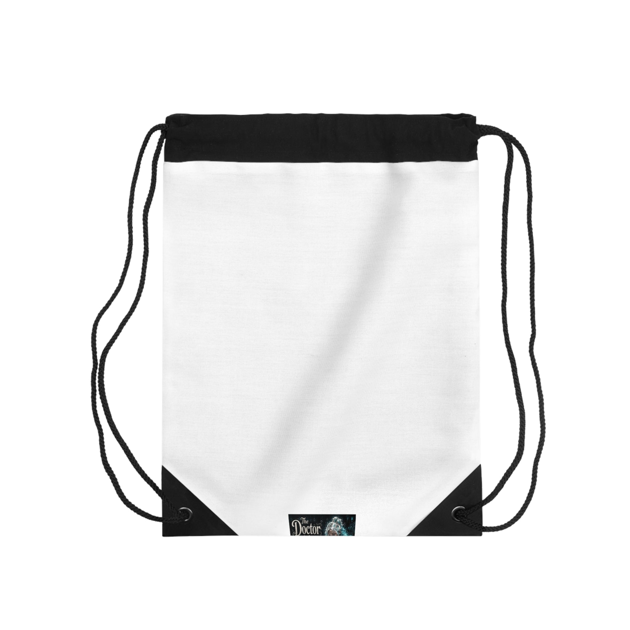 Drawstring Bag — Minimal White Gym Sack with Subtle Teal Accent