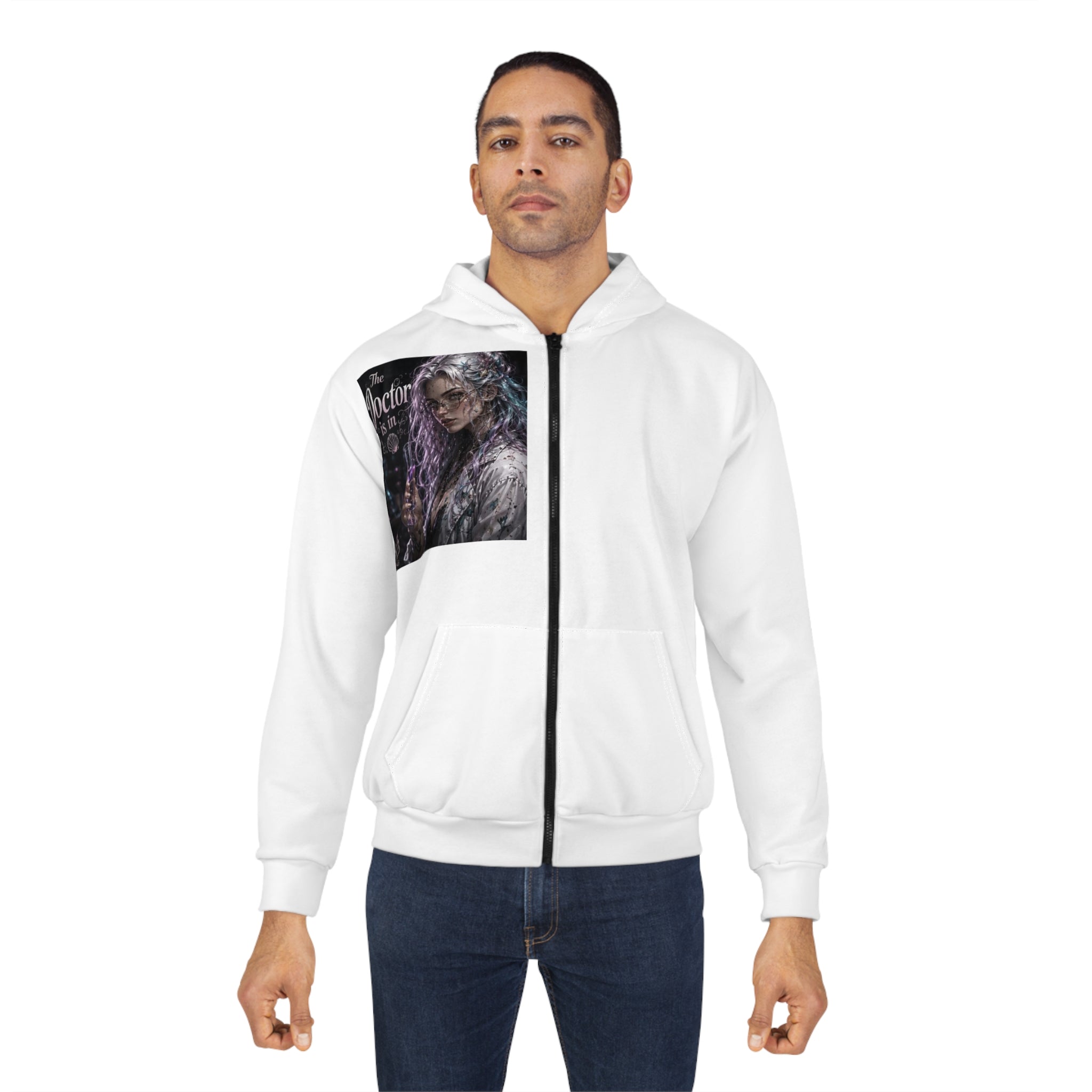 The Doctor Is In Zip Hoodie – Gothic Witchy Lab Coat Design