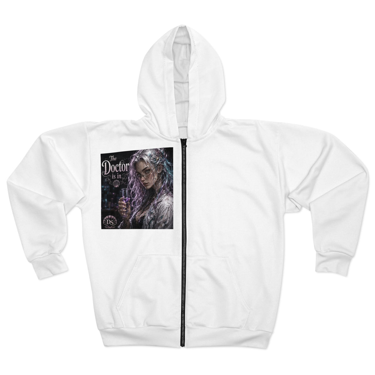 The Doctor Is In Zip Hoodie – Gothic Witchy Lab Coat Design