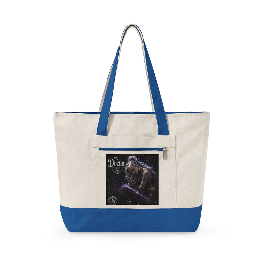Zippered Canvas Tote — 'The Dreamer' Gothic Angel Art Tote Bag