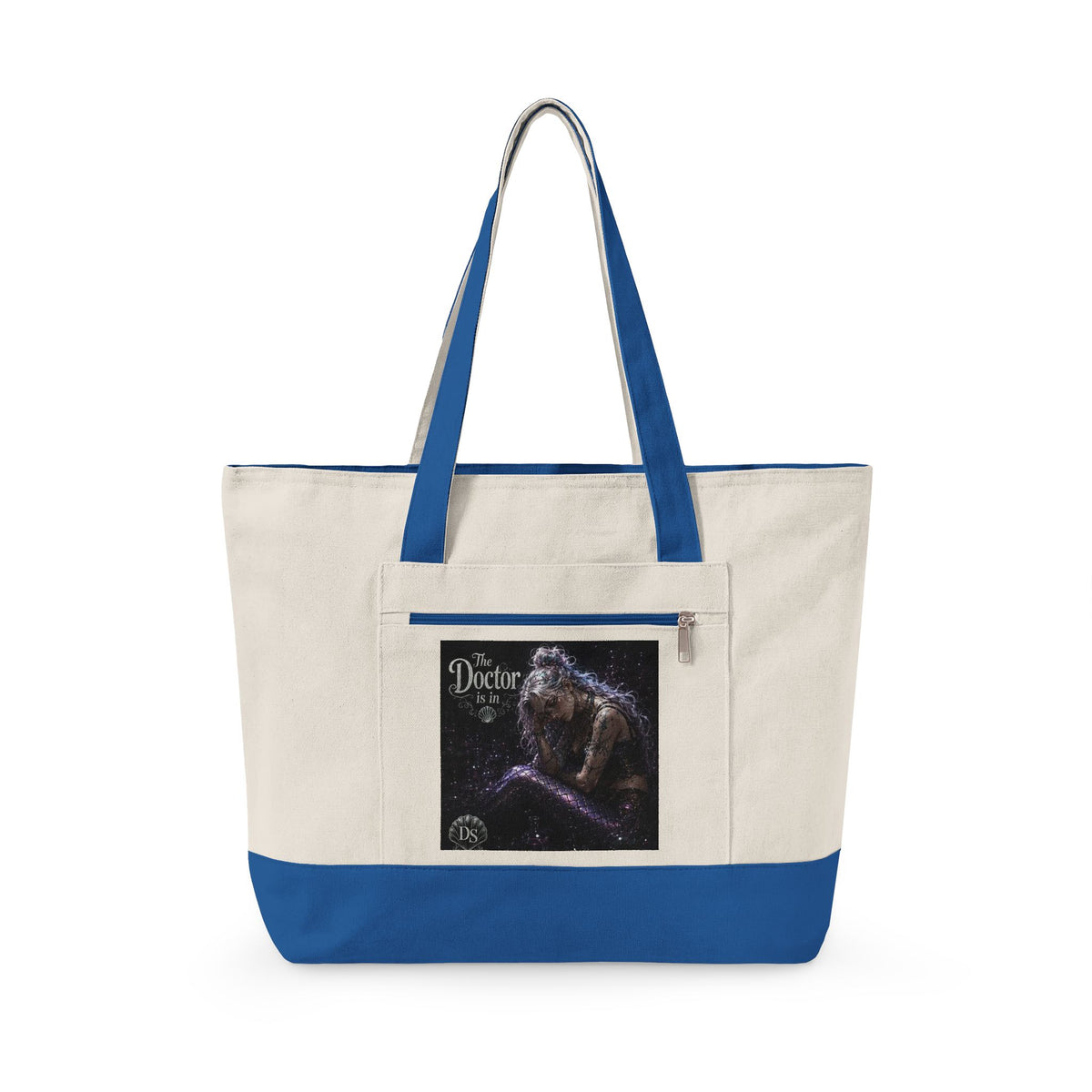 Zippered Canvas Tote — 'The Dreamer' Gothic Angel Art Tote Bag