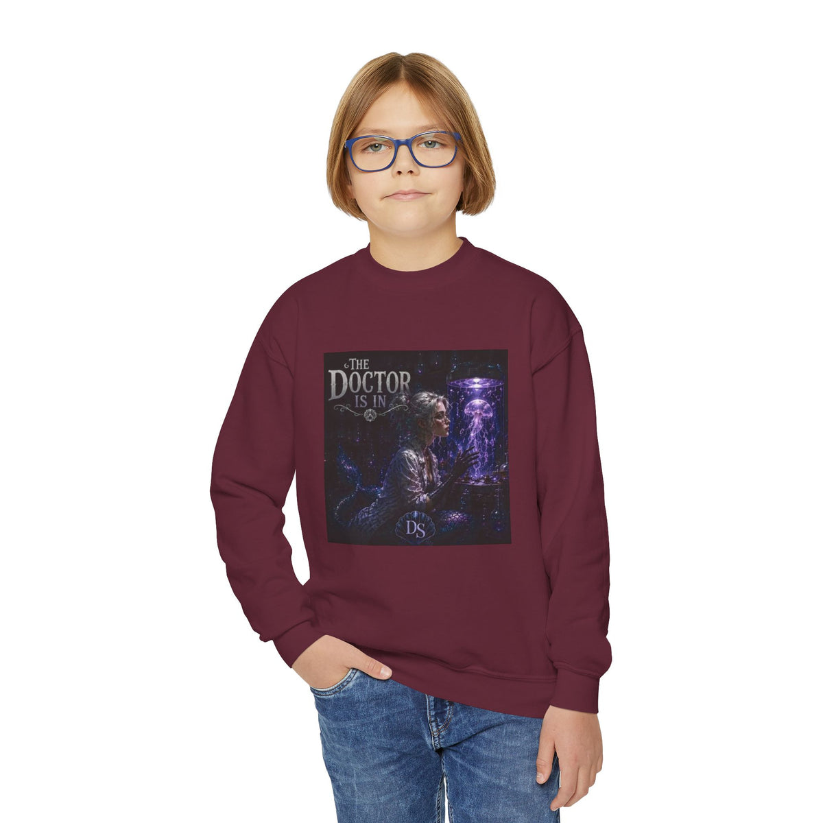 Doctor Is In Youth Crewneck Sweatshirt — Cosmic Astrology Graphic