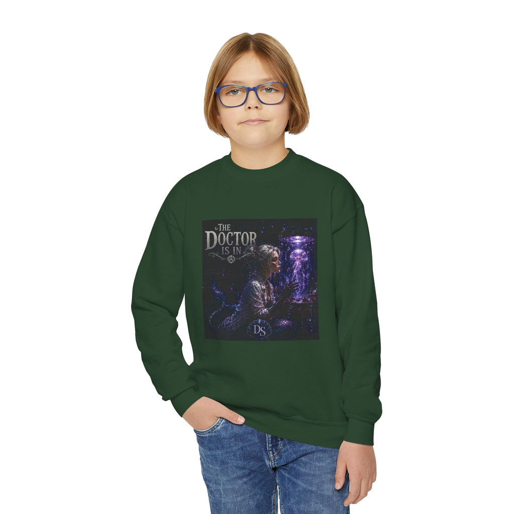 Doctor Is In Youth Crewneck Sweatshirt — Cosmic Astrology Graphic