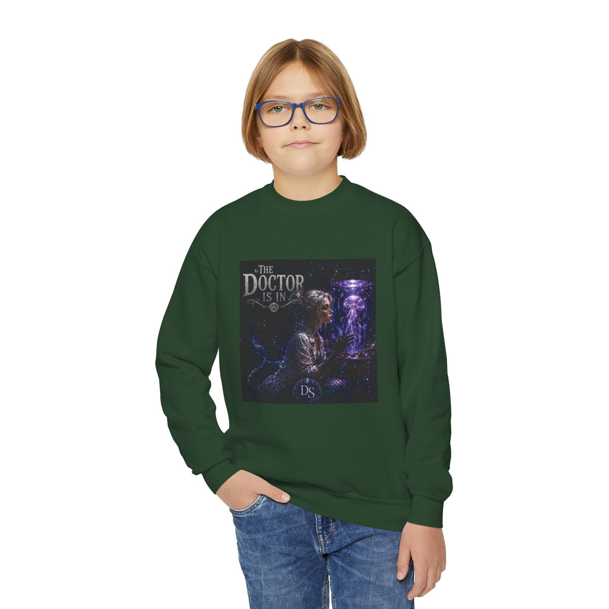 Doctor Is In Youth Crewneck Sweatshirt — Cosmic Astrology Graphic