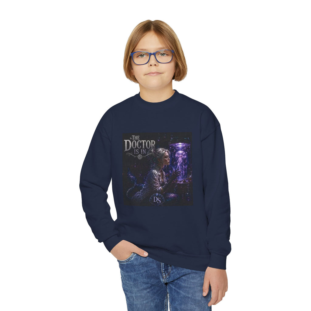 Doctor Is In Youth Crewneck Sweatshirt — Cosmic Astrology Graphic