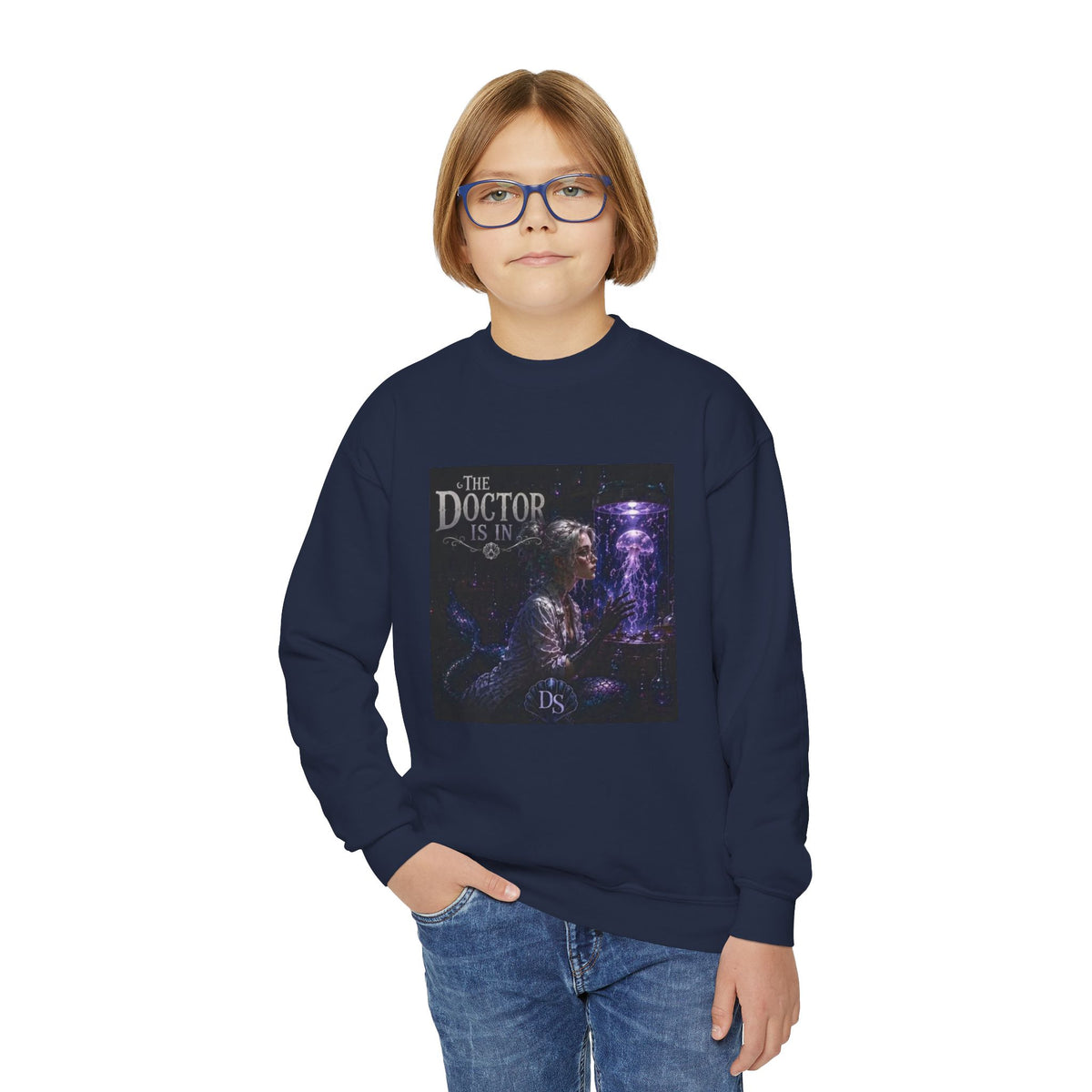 Doctor Is In Youth Crewneck Sweatshirt — Cosmic Astrology Graphic