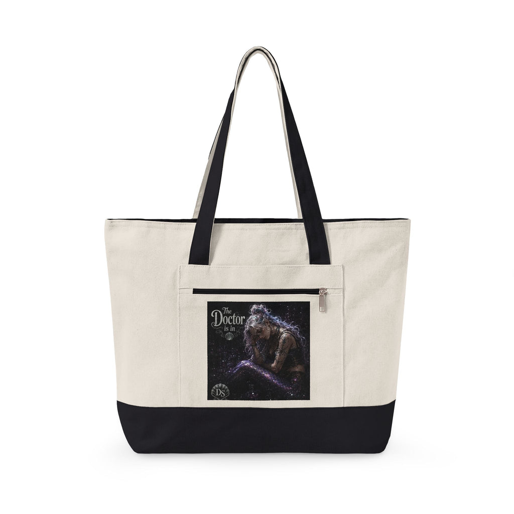 Zippered Canvas Tote — 'The Dreamer' Gothic Angel Art Tote Bag