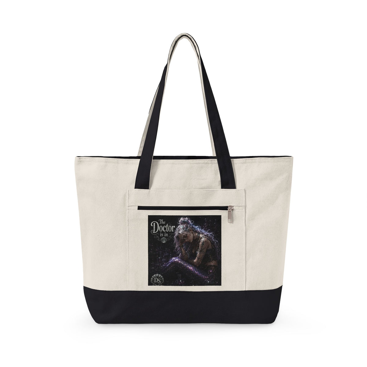 Zippered Canvas Tote — 'The Dreamer' Gothic Angel Art Tote Bag