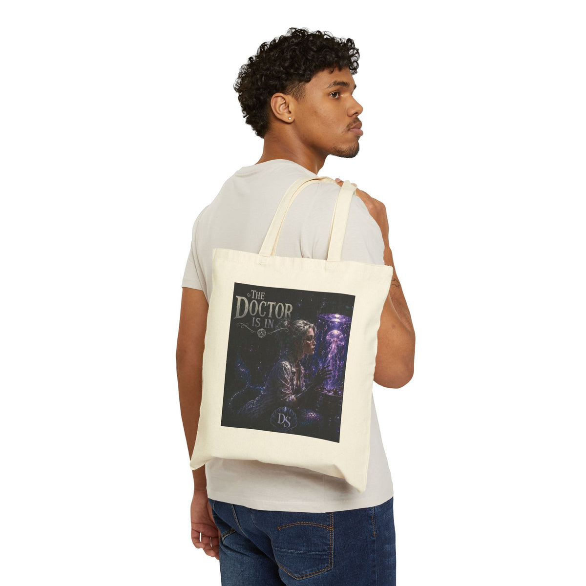 Mermaid & 'The Doctor Is In' Canvas Tote — Nautical Fantasy Art Bag