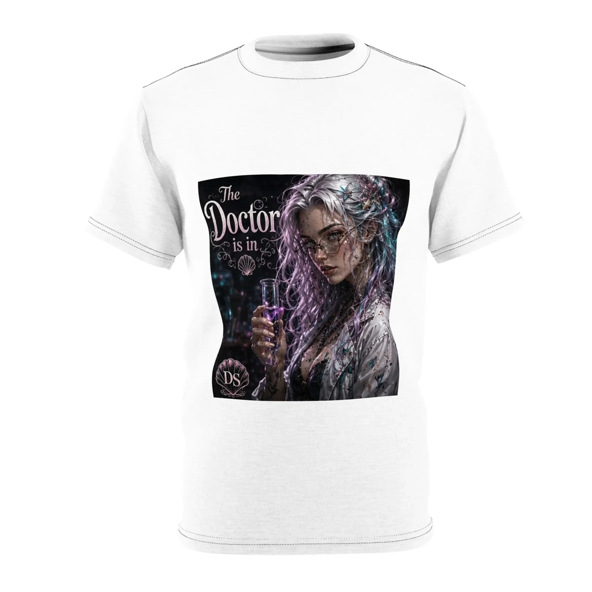 Doctor Is In T‑Shirt — Gothic Sci‑Fi Portrait Tee
