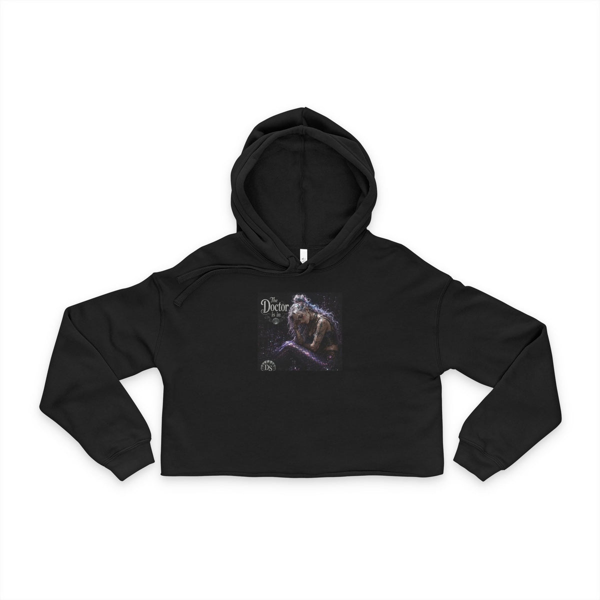 Cropped Hoodie - 'Doctor' Gothic Wolf Moon Graphic