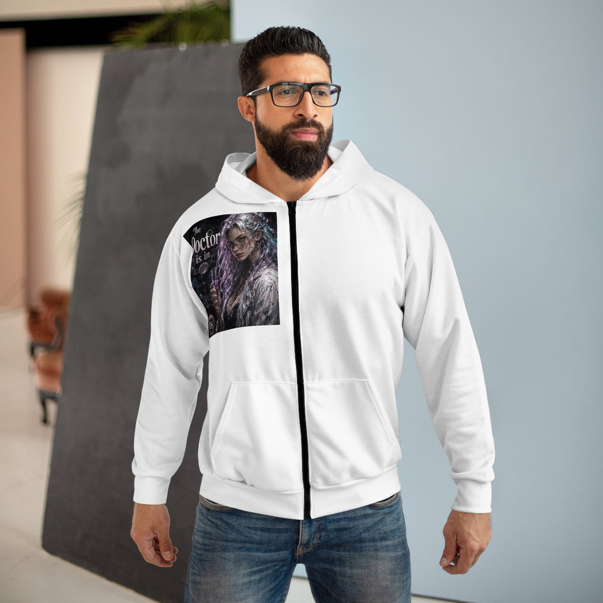 The Doctor Is In Zip Hoodie – Gothic Witchy Lab Coat Design