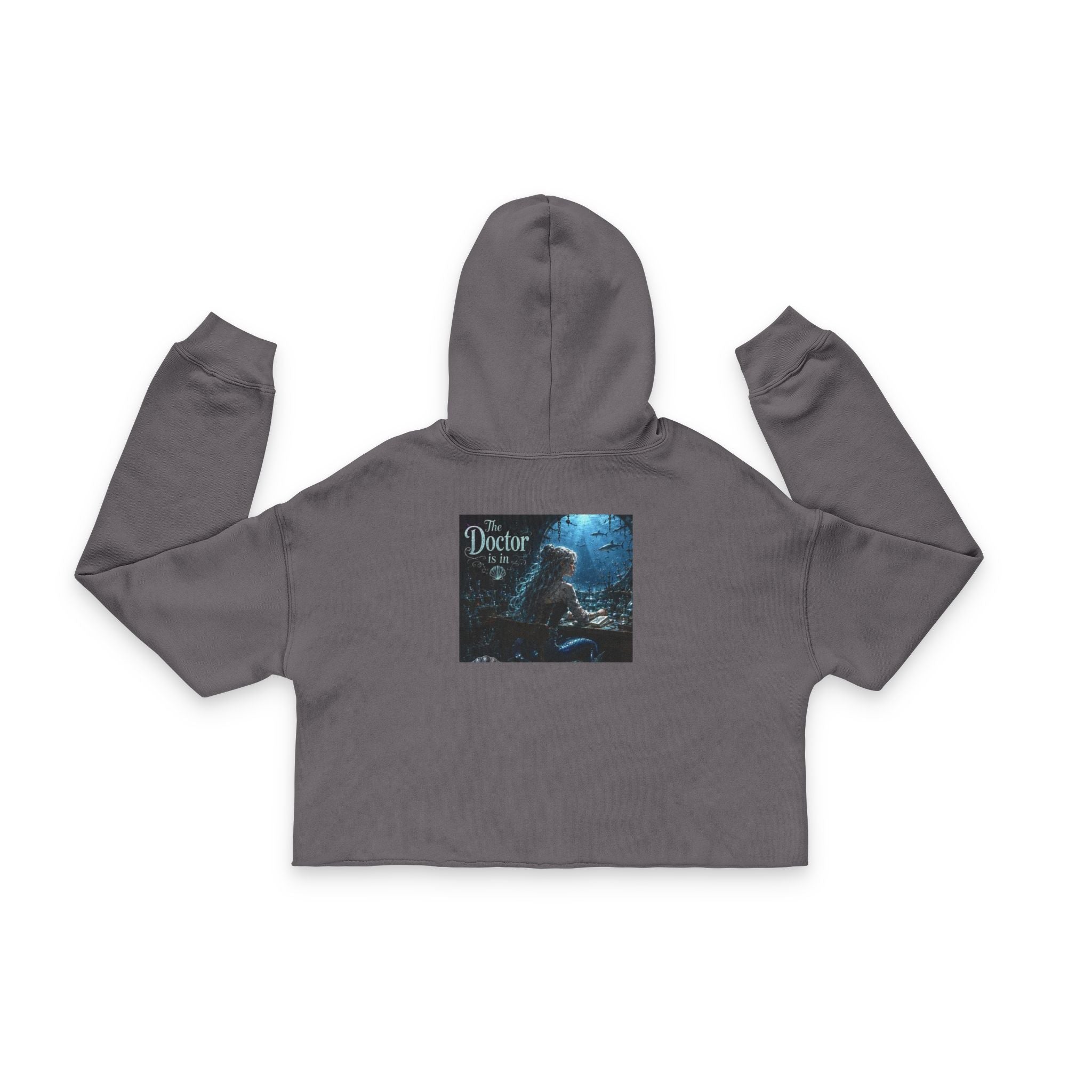 Cropped Hoodie - 'Doctor' Gothic Wolf Moon Graphic