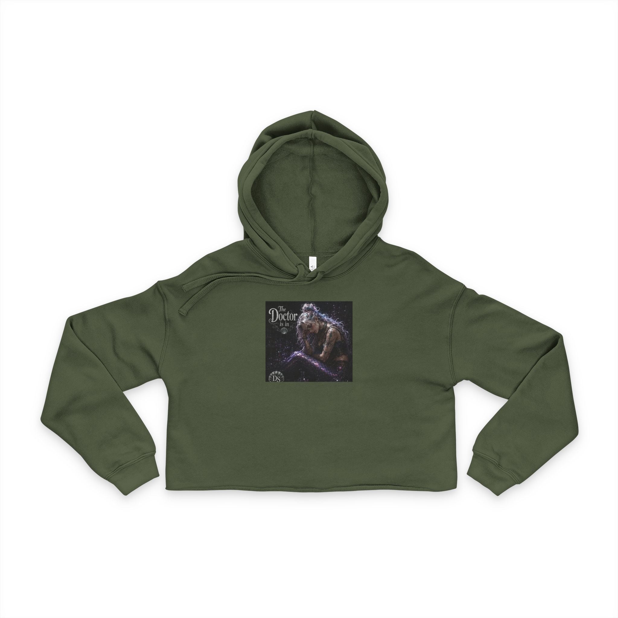 Cropped Hoodie - 'Doctor' Gothic Wolf Moon Graphic