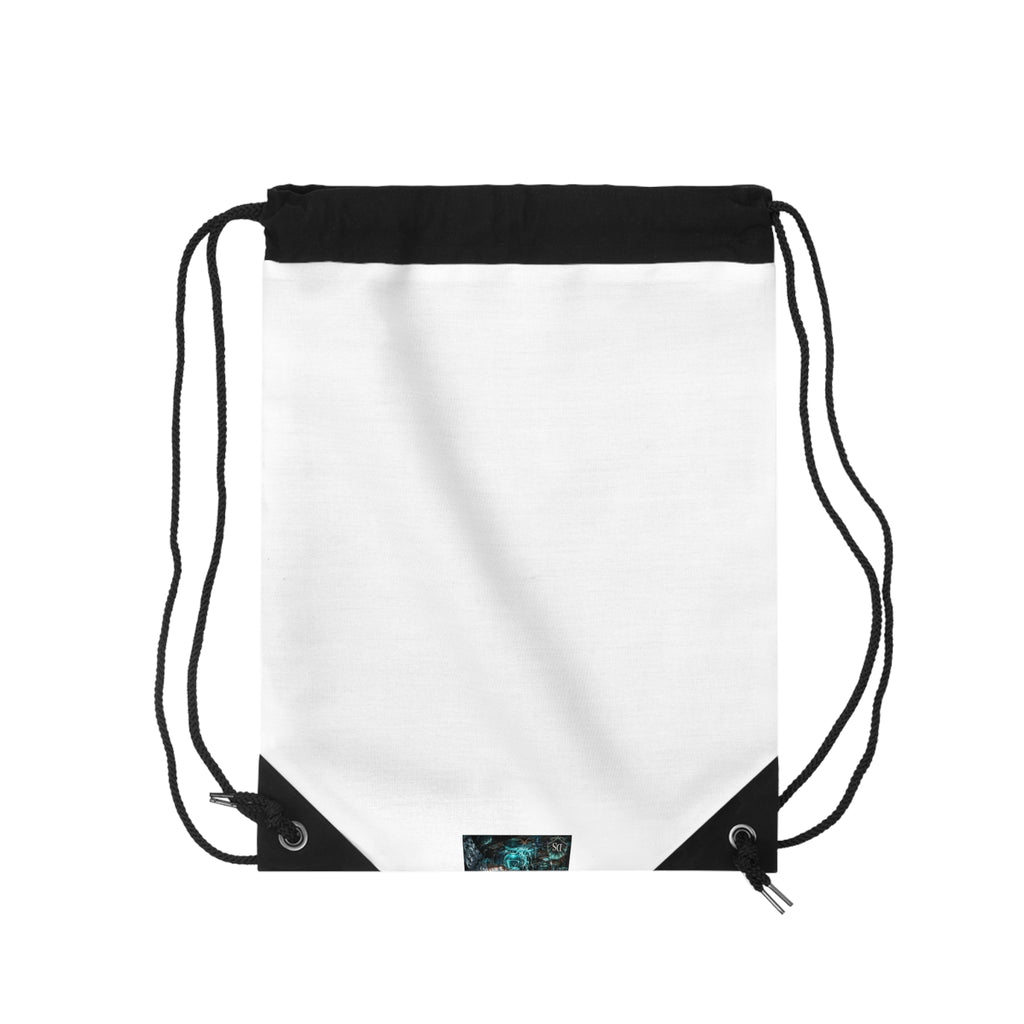Drawstring Bag — Minimal White Gym Sack with Subtle Teal Accent