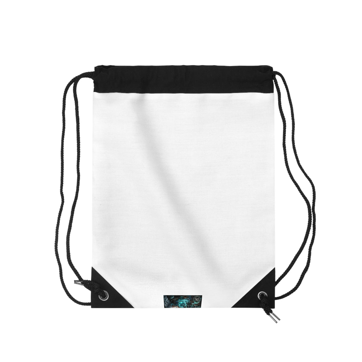Drawstring Bag — Minimal White Gym Sack with Subtle Teal Accent